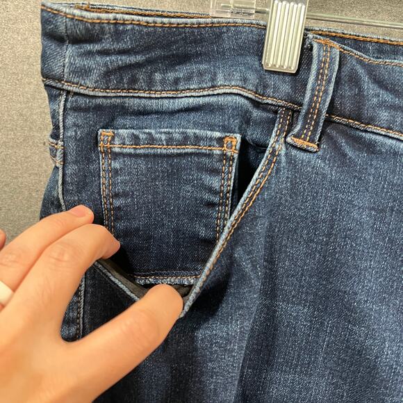 Susan Graver Stretch Denim Girlfriend Jean with Cuff Deep Indigo, Plus Petite 18 - Picture 8 of 10